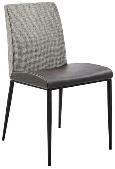 Rasmus Side Chair with Dark Gray Leatherette and Light Gray Fabric with Matte Black Legs - Set of 2