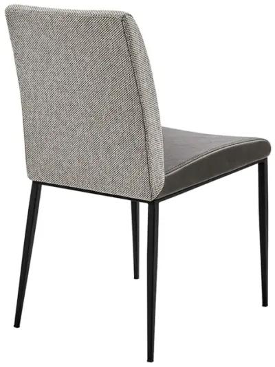 Rasmus Side Chair with Dark Gray Leatherette and Light Gray Fabric with Matte Black Legs - Set of 2