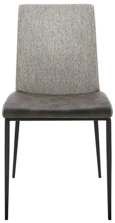 Rasmus Side Chair with Dark Gray Leatherette and Light Gray Fabric with Matte Black Legs - Set of 2