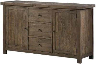 Autumn Solid Wood Three Drawer Two Door Sideboard in Flint Oak