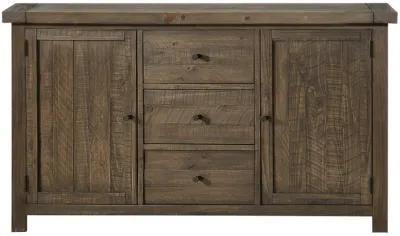 Autumn Solid Wood Three Drawer Two Door Sideboard in Flint Oak