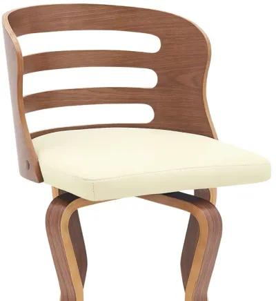 Verne 30" Swivel Cream Faux Leather and Walnut Wood Bar Stool