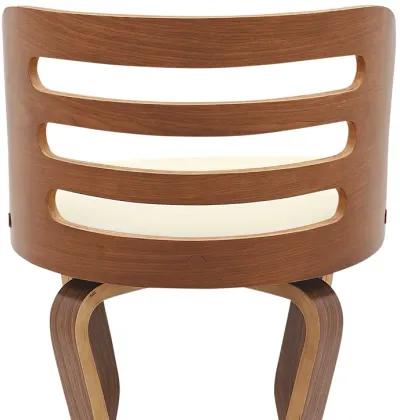 Verne 30" Swivel Cream Faux Leather and Walnut Wood Bar Stool