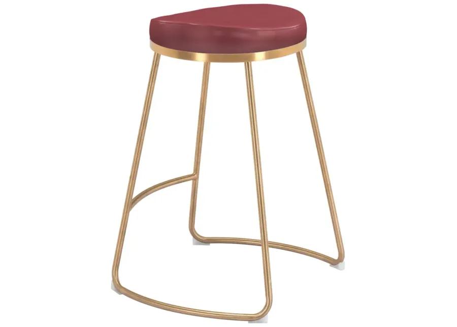 Bree Counter Stool (Set of 2) Burgundy & Gold