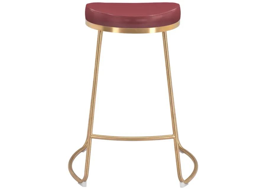 Bree Counter Stool (Set of 2) Burgundy & Gold