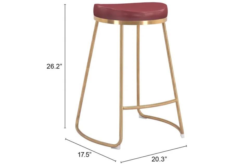 Bree Counter Stool (Set of 2) Burgundy & Gold