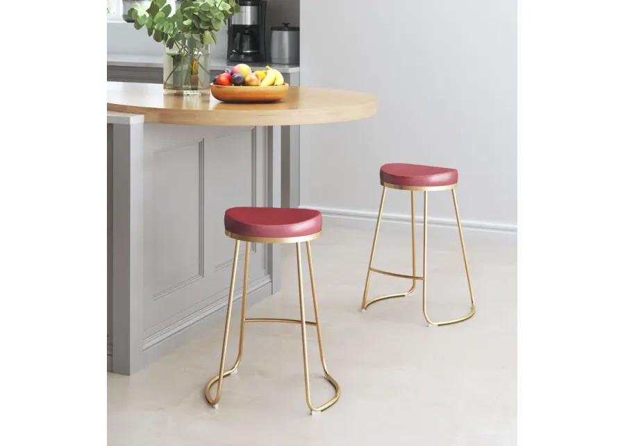 Bree Counter Stool (Set of 2) Burgundy & Gold