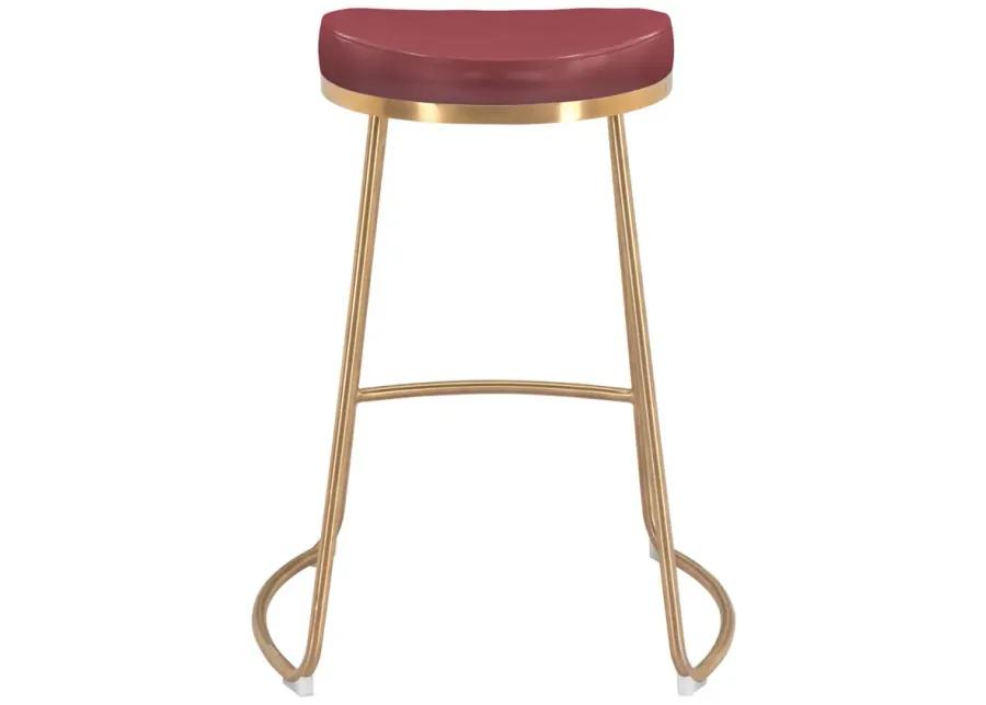 Bree Counter Stool (Set of 2) Burgundy & Gold