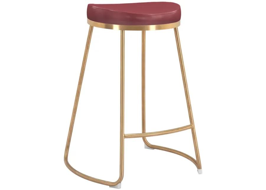 Bree Counter Stool (Set of 2) Burgundy & Gold