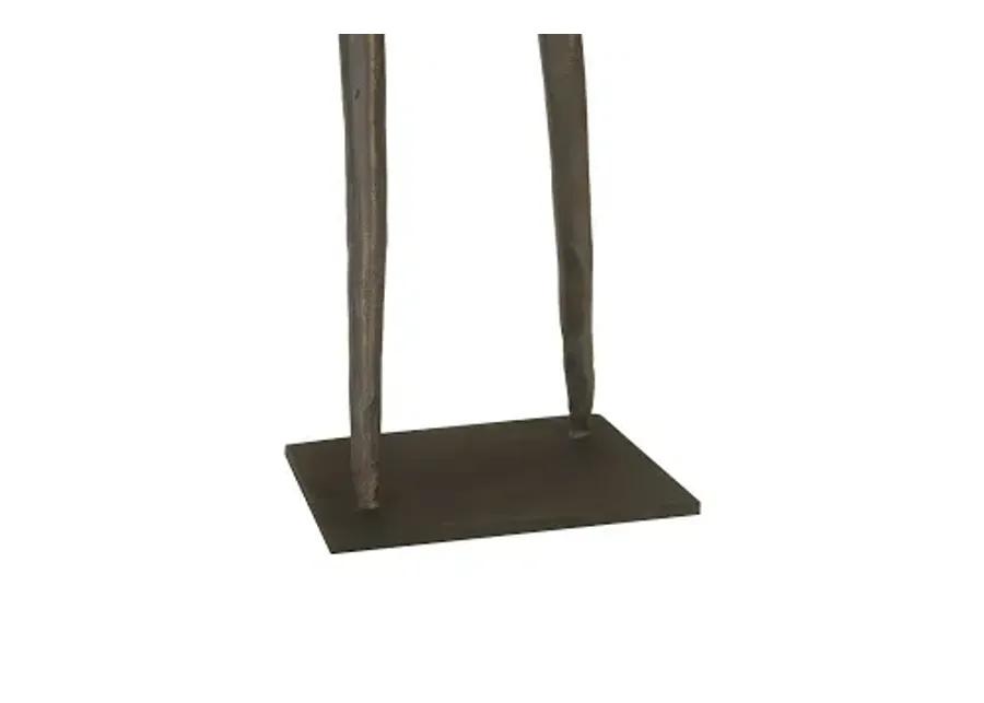 abstract figure on metal base, bronze finish, elbow bent