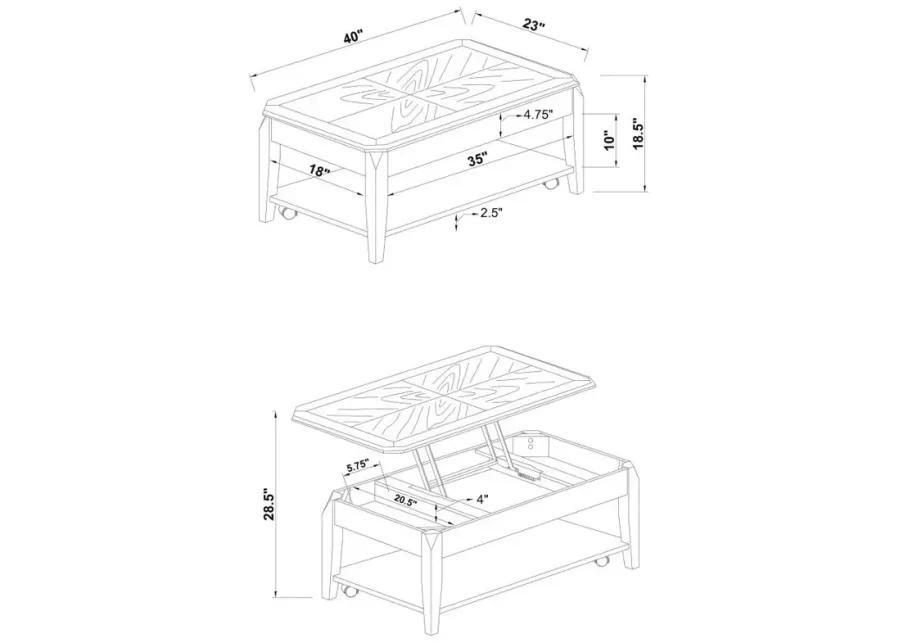 Baylor Lift Top Coffee Table with Hidden Storage Walnut