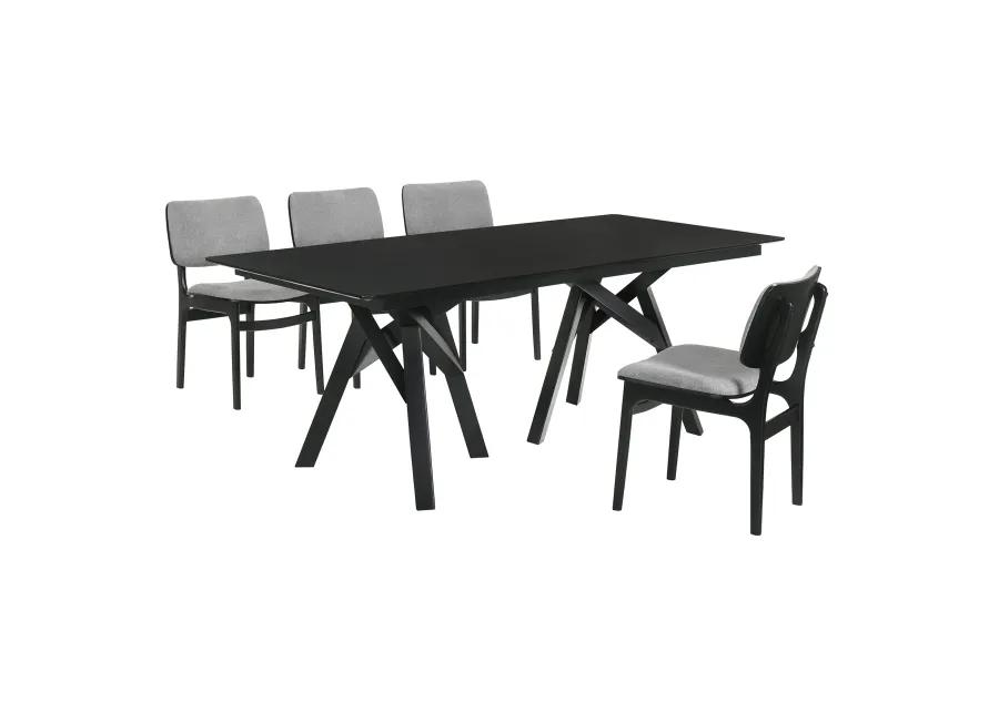 Cortina and Lima 5 Piece Black Rectangular Dining Set