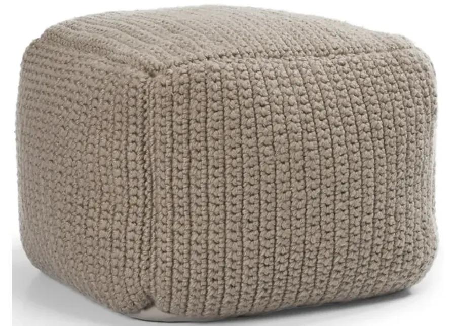 Prism 18" Wide Handwoven Square Pouf, Natural