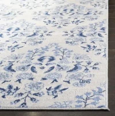 Brentwood 856 Cream / Blue 2' X 8' Runner Powerloomed Rug