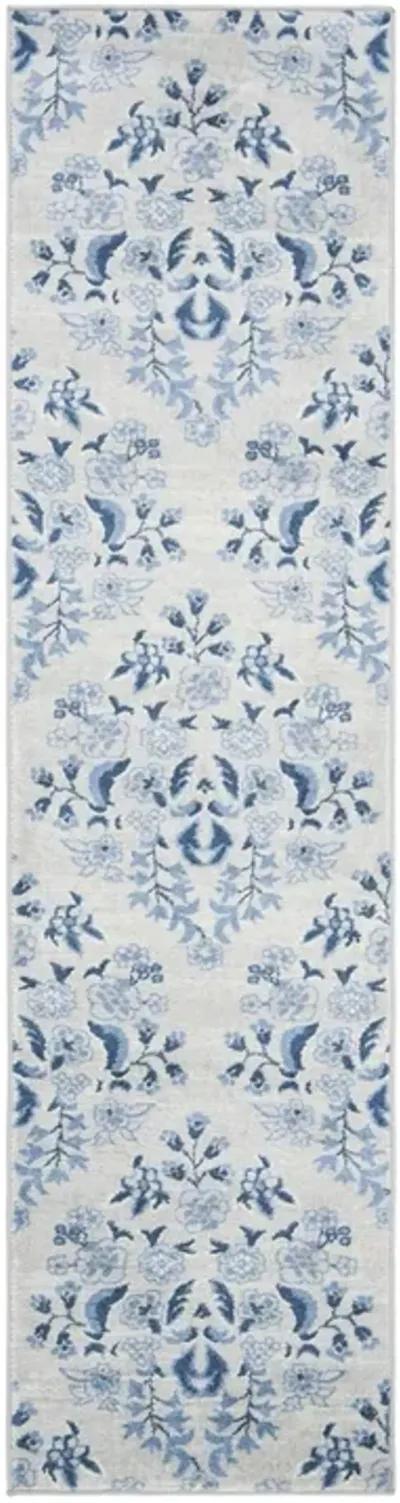 Brentwood 856 Cream / Blue 2' X 8' Runner Powerloomed Rug