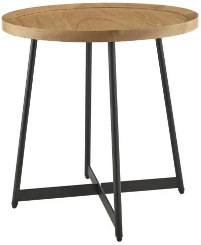 Niklaus 22" Round Side Table in Oak and Black Base