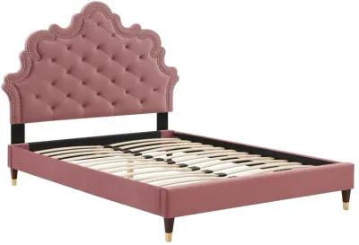 Sasha Button-Tufted Performance Velvet King Bed