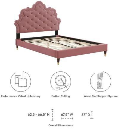 Sasha Button-Tufted Performance Velvet King Bed