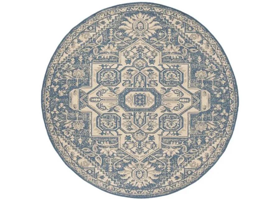 LINDEN 138 Collection LND138N-6R Cream / Blue 6'-7" X 6'-7" Round