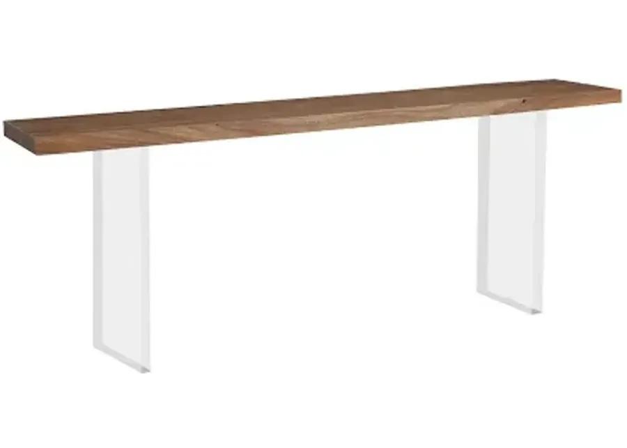 floating console table, acrylic legs