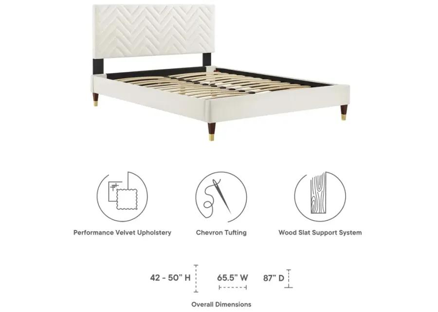 Leah Chevron Tufted Performance Velvet Full Platform Bed