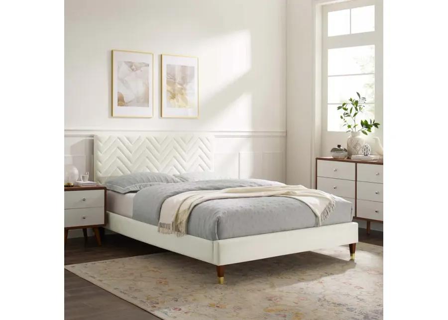 Leah Chevron Tufted Performance Velvet Full Platform Bed