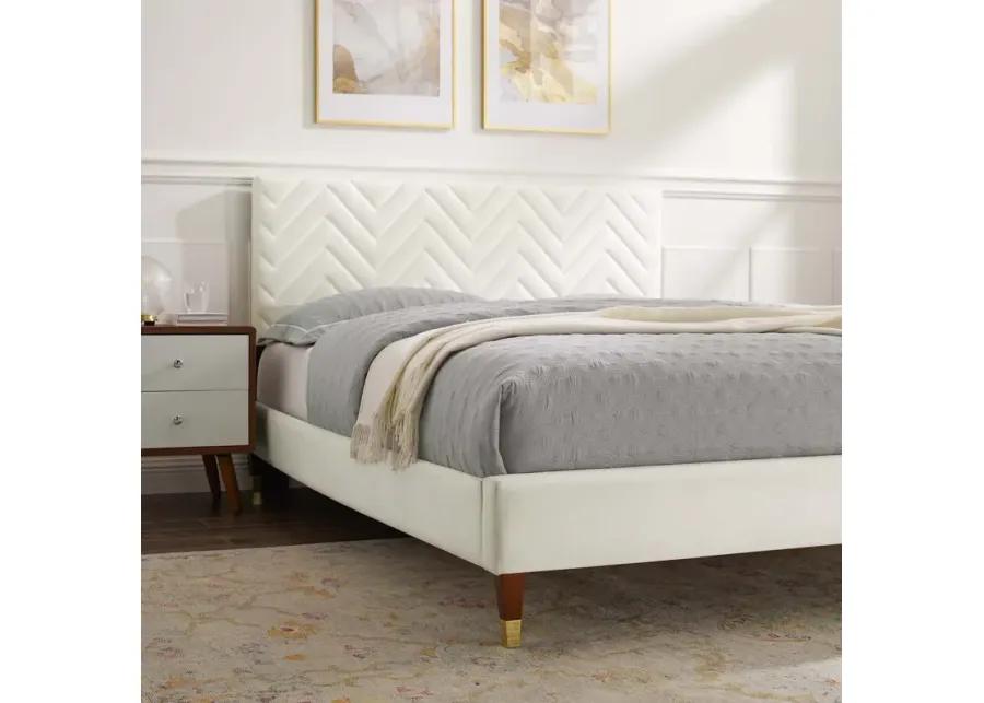 Leah Chevron Tufted Performance Velvet Full Platform Bed