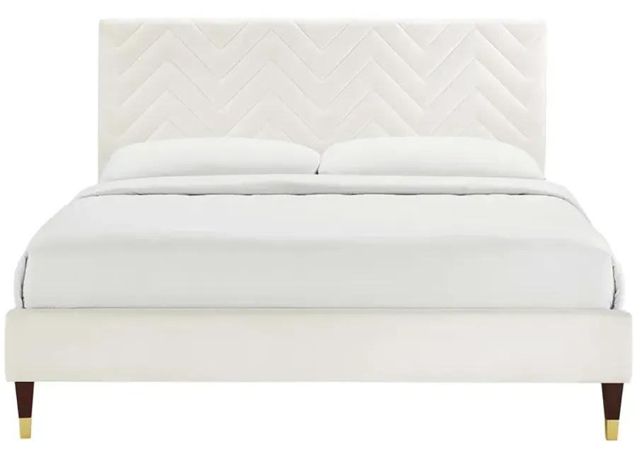 Leah Chevron Tufted Performance Velvet Full Platform Bed