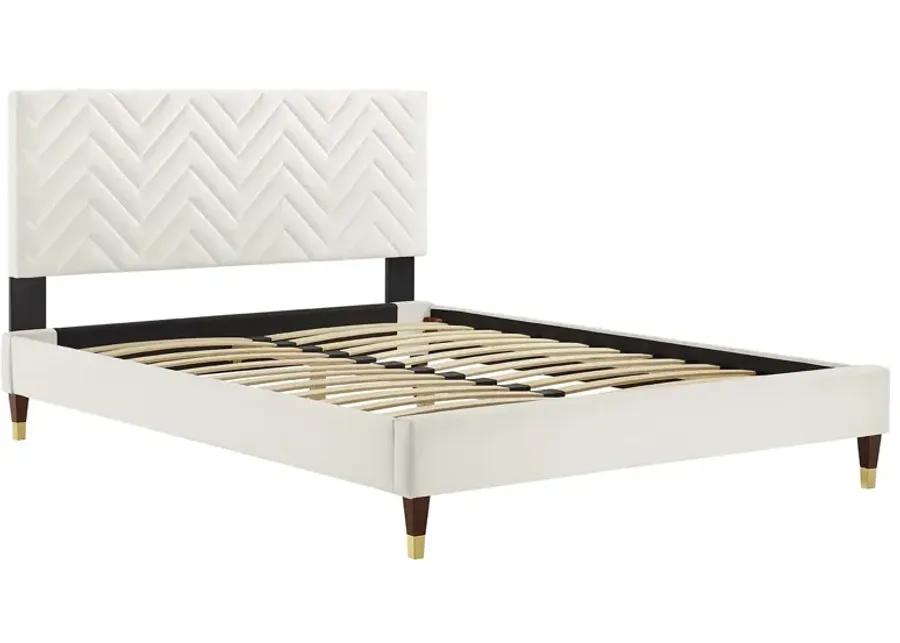 Leah Chevron Tufted Performance Velvet Full Platform Bed