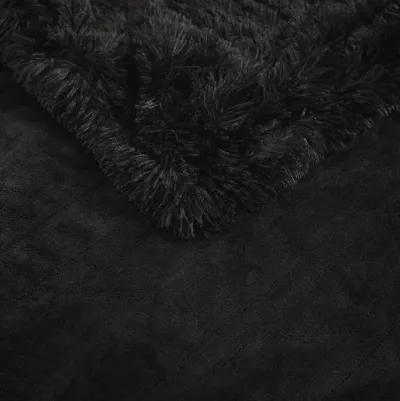 Serta Malea Black Shaggy Faux Fur Heated Throw