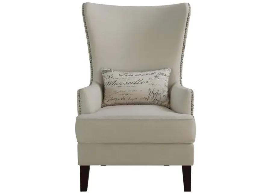 Pippin Curved Arm High Back Accent Chair Cream