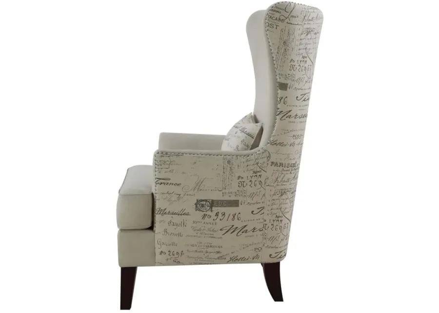 Pippin Curved Arm High Back Accent Chair Cream