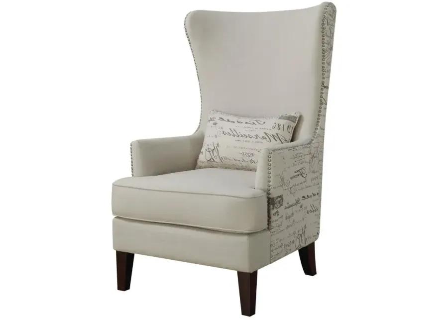 Pippin Curved Arm High Back Accent Chair Cream