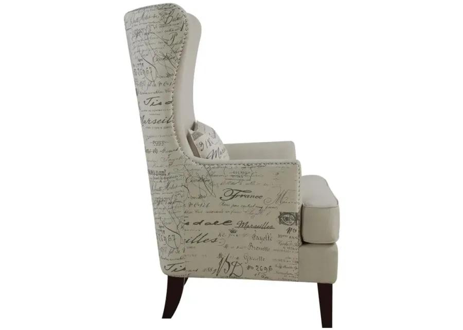 Pippin Curved Arm High Back Accent Chair Cream