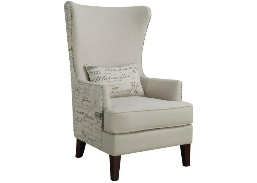 Pippin Curved Arm High Back Accent Chair Cream