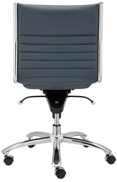 Dirk Low Back Office Chair w/o Armrests in Blue with Chromed Steel Base