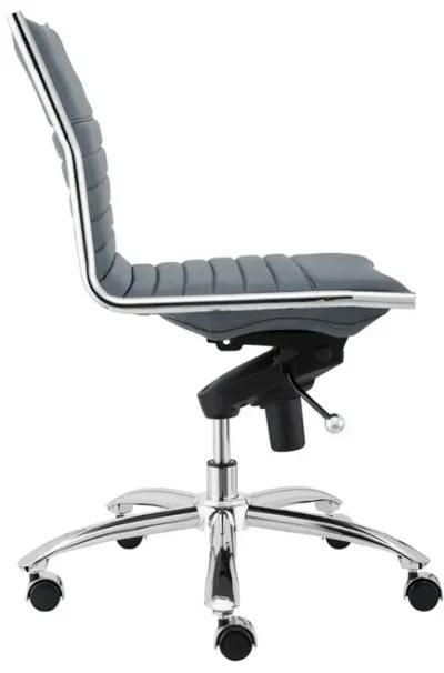 Dirk Low Back Office Chair w/o Armrests in Blue with Chromed Steel Base