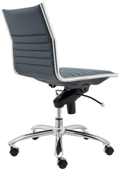 Dirk Low Back Office Chair w/o Armrests in Blue with Chromed Steel Base