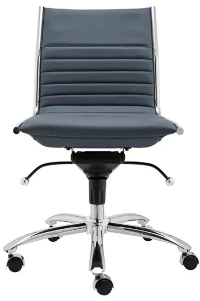 Dirk Low Back Office Chair w/o Armrests in Blue with Chromed Steel Base