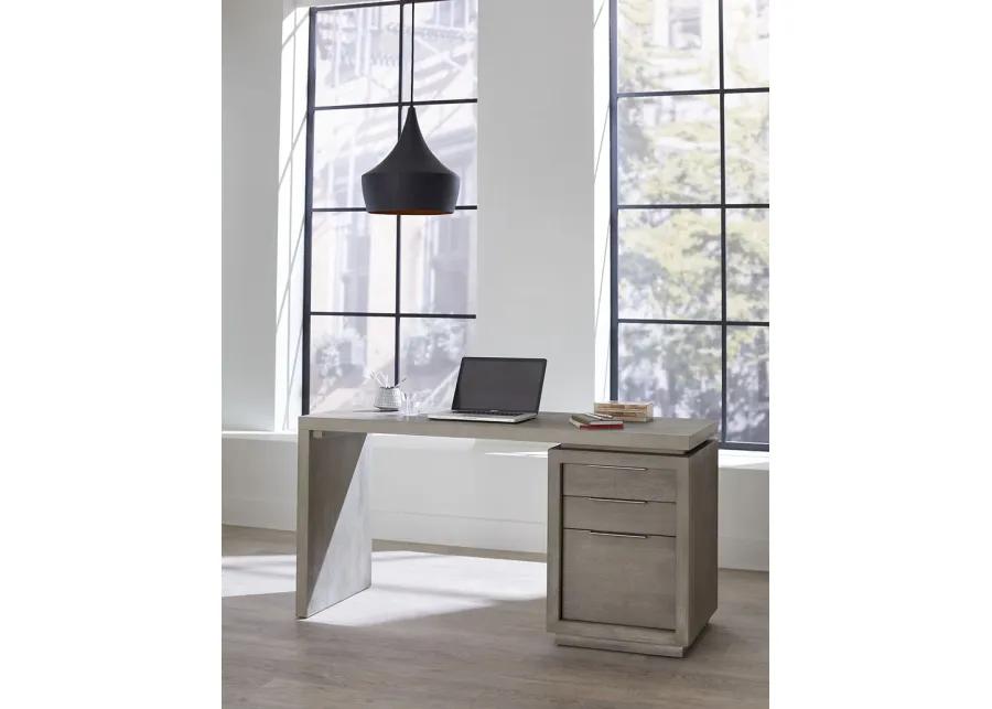 Oxford Three-Drawer Single Pedestal Desk in Mineral