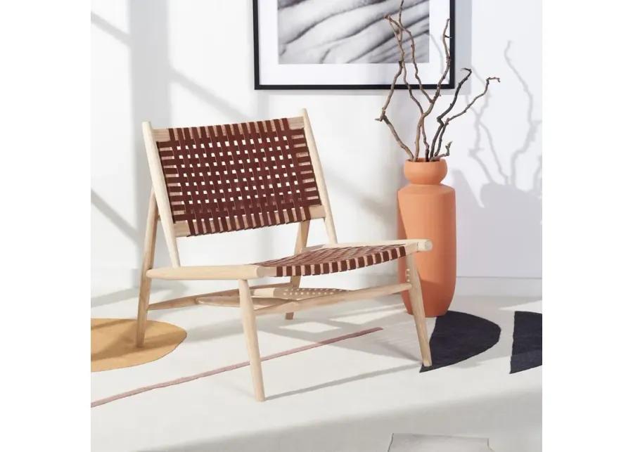 SOLEIL LEATHER WOVEN ACCENT CHAIR