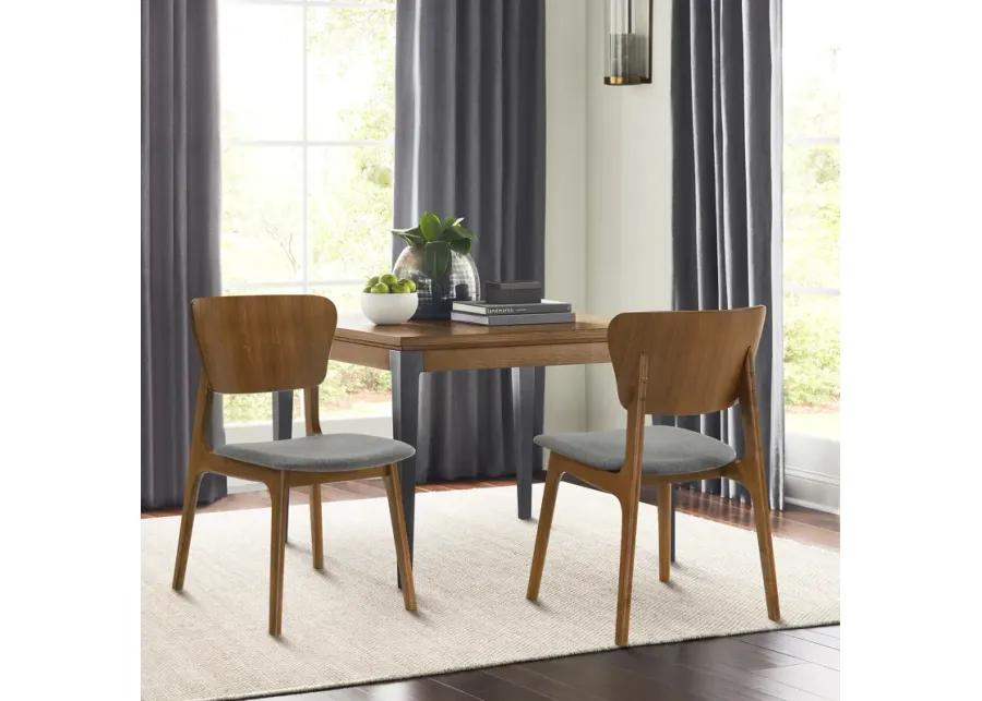 Kalia Wood Dining Chair in Walnut Finish with Charcoal Fabric - Set of 2