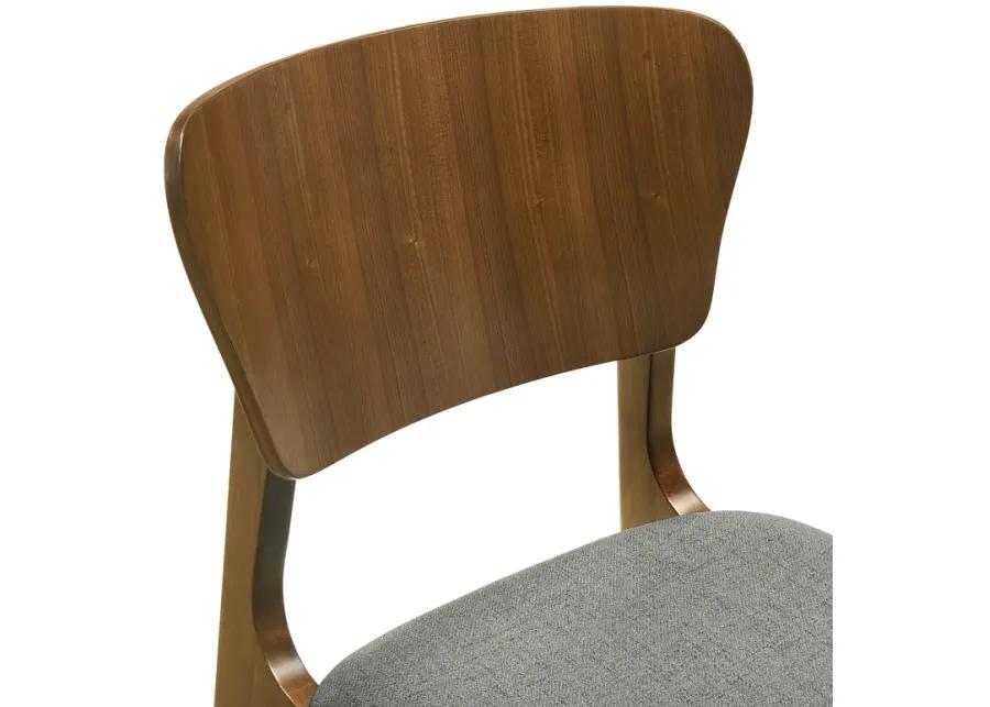 Kalia Wood Dining Chair in Walnut Finish with Charcoal Fabric - Set of 2