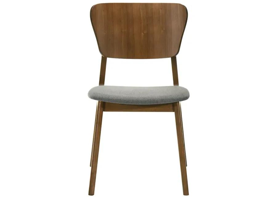 Kalia Wood Dining Chair in Walnut Finish with Charcoal Fabric - Set of 2