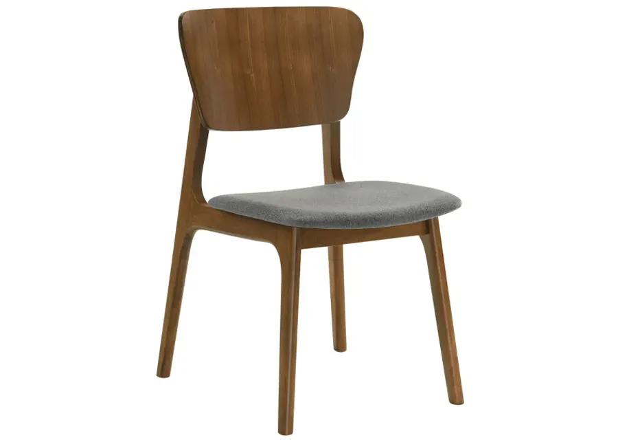 Kalia Wood Dining Chair in Walnut Finish with Charcoal Fabric - Set of 2