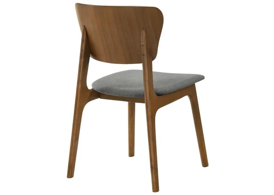 Kalia Wood Dining Chair in Walnut Finish with Charcoal Fabric - Set of 2