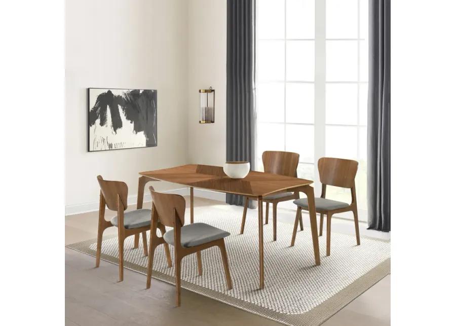 Kalia Wood Dining Chair in Walnut Finish with Charcoal Fabric - Set of 2