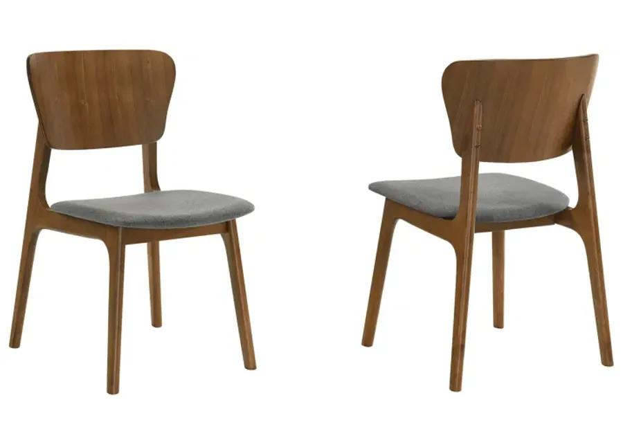 Kalia Wood Dining Chair in Walnut Finish with Charcoal Fabric - Set of 2