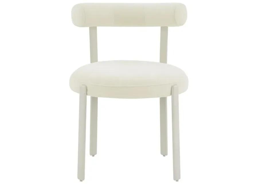 Margaret Cream Textured Velvet Bolster Back Dining Chair