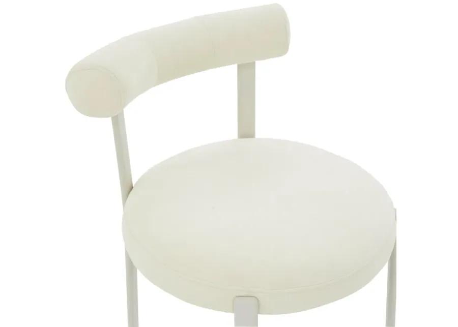 Margaret Cream Textured Velvet Bolster Back Dining Chair